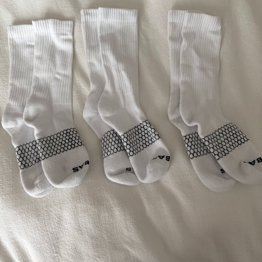 Bombas Women's Solid Calf Socks Size M (8-10.5) in White